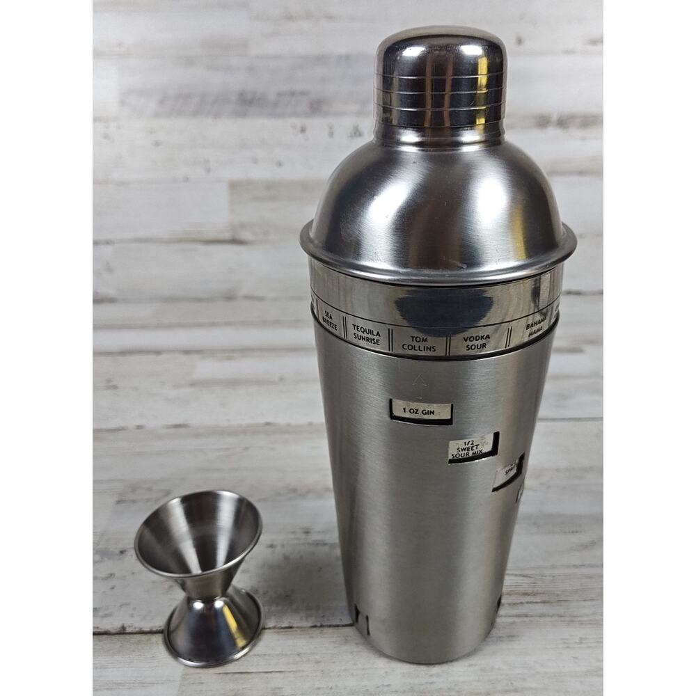 CHEFMATE Stainless Steel Cocktail Mixer 15 Recipes Dial-A-Drink With Jigger